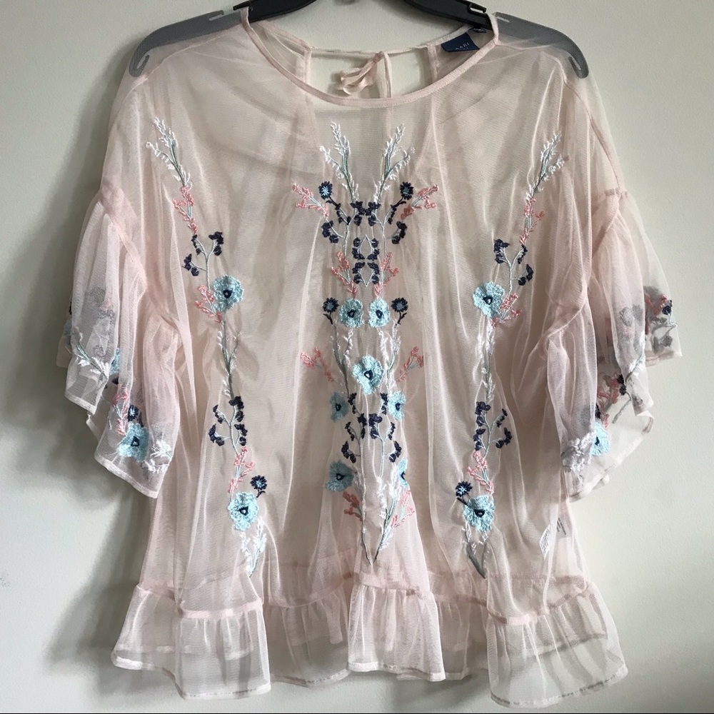 Kaari Blue Mesh Blouse